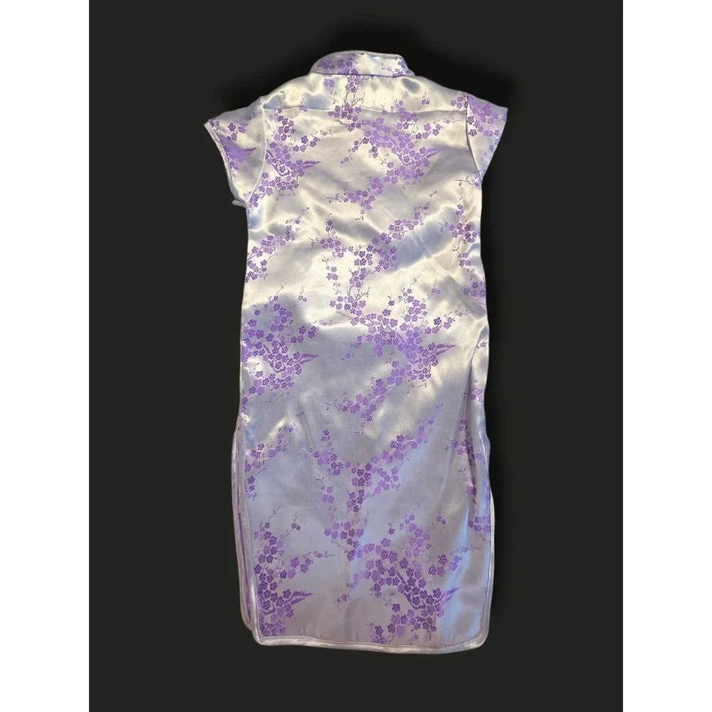 Qian Se Girls Lavender Purple Floral Brocade Cheongsam Qipao Dress Size‎ 12 NEW